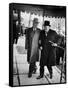 Pres. Harry Truman Walking Arm-In-Arm with British Prime Minister Winston Churchill, Blair House-George Skadding-Framed Stretched Canvas