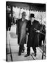 Pres. Harry Truman Walking Arm-In-Arm with British Prime Minister Winston Churchill, Blair House-George Skadding-Stretched Canvas