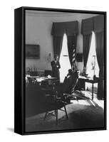 Pres. John F. Kennedy and Attorney Gen. Robert F. Kennedy Conferring in the Oval Office-null-Framed Stretched Canvas