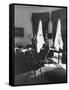 Pres. John F. Kennedy and Attorney Gen. Robert F. Kennedy Conferring in the Oval Office-null-Framed Stretched Canvas