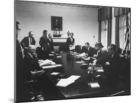 Pres. John F. Kennedy and Cabinet During Steel Crisis in the Cabinet Room-null-Mounted Photographic Print