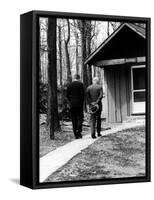 Pres. John F. Kennedy and Dwight D. Eisenhower at Camp David Discussing Cuba-null-Framed Stretched Canvas
