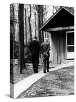 Pres. John F. Kennedy and Dwight D. Eisenhower at Camp David Discussing Cuba-null-Stretched Canvas