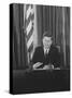 Pres. John F. Kennedy at White House Broadcasting Nationwide Speech on Berlin Crisis-Ed Clark-Stretched Canvas