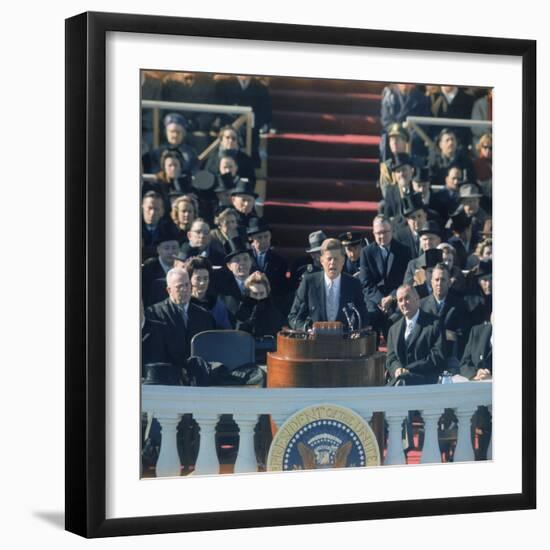 Pres. John F. Kennedy Delivering His Inaugural Speech-null-Framed Photographic Print