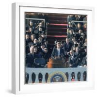 Pres. John F. Kennedy Delivering His Inaugural Speech-null-Framed Photographic Print