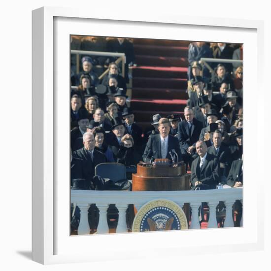 Pres. John F. Kennedy Delivering His Inaugural Speech-null-Framed Photographic Print