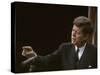 Pres. John F. Kennedy Gesturing During Press Conf. Concerning Governmental Aid to Parochial Schools-null-Stretched Canvas