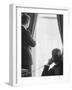 Pres. John F. Kennedy on Telephone While Brother, Attorney General Robert F. Kennedy Stands Nearby-Art Rickerby-Framed Premium Photographic Print