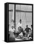 Pres. John F. Kennedy Sailing with Sen. Edmund S. Muskie-null-Framed Stretched Canvas