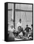 Pres. John F. Kennedy Sailing with Sen. Edmund S. Muskie-null-Framed Stretched Canvas