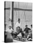 Pres. John F. Kennedy Sailing with Sen. Edmund S. Muskie-null-Stretched Canvas