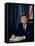 Pres. John F. Kennedy Sitting at His Desk, with Flag in Bkgrd-Alfred Eisenstaedt-Framed Stretched Canvas