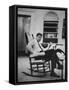 Pres. John F. Kennedy Sitting in Rocking Chair-null-Framed Stretched Canvas