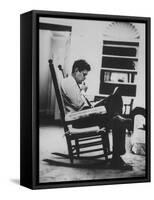 Pres. John F. Kennedy Sitting in Rocking Chair-null-Framed Stretched Canvas