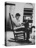 Pres. John F. Kennedy Sitting in Rocking Chair-null-Stretched Canvas