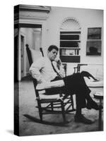 Pres. John F. Kennedy Sitting in Rocking Chair-null-Stretched Canvas