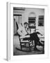 Pres. John F. Kennedy Sitting in Rocking Chair-null-Framed Photographic Print