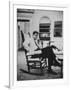 Pres. John F. Kennedy Sitting in Rocking Chair-null-Framed Photographic Print