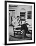Pres. John F. Kennedy Sitting in Rocking Chair-null-Framed Photographic Print