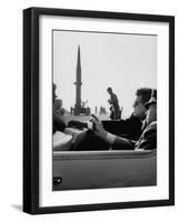 Pres. John F. Kennedy W. Gen. Paul Adams, During Tour of a Pershing Missile at Fort Bragg-null-Framed Photographic Print