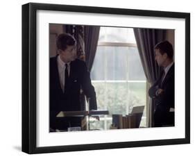 Pres. John F. Kennedy with Brother Robert F. Kennedy at the White House During the Steel Crisis-Art Rickerby-Framed Premium Photographic Print