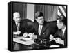 Pres. John F. Kennedy with Dean Rusk and Robert S. Mcnamara-null-Framed Stretched Canvas