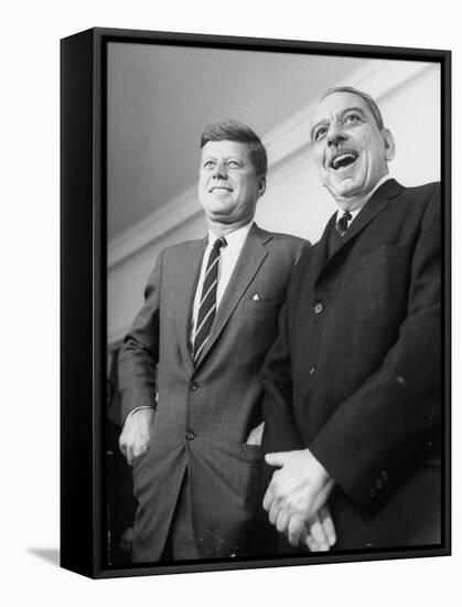 Pres. John F. Kennedy with Luis Munoz Marin, Governor of Puerto Rico-null-Framed Stretched Canvas