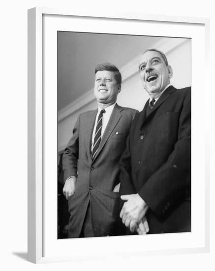 Pres. John F. Kennedy with Luis Munoz Marin, Governor of Puerto Rico-null-Framed Photographic Print