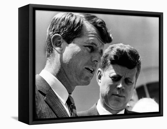 Pres John Kennedy and Attorney General Robert Kennedy at Ceremonies Honoring African Americans-null-Framed Stretched Canvas