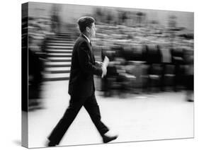 Pres John Kennedy Walking Fast after Press Conference in State Department Auditorium, Mar 11, 1963-null-Stretched Canvas