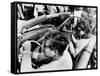 Pres Kennedy Drives an Open Car in Newport, Rhode Island-null-Framed Stretched Canvas