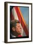 Pres. Kennedy in Front of American Flag, Attending Dedication of Trinity River Whiskeytown Dam-Art Rickerby-Framed Photographic Print