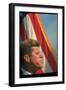 Pres. Kennedy in Front of American Flag, Attending Dedication of Trinity River Whiskeytown Dam-Art Rickerby-Framed Photographic Print