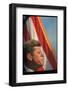 Pres. Kennedy in Front of American Flag, Attending Dedication of Trinity River Whiskeytown Dam-Art Rickerby-Framed Photographic Print