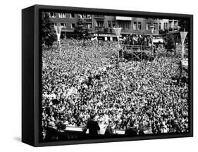 Pres Kennedy Tells Crowd at West Berlin City Hall, 'Ich Bin Ein Berliner,' Jun 26, 1963-null-Framed Stretched Canvas