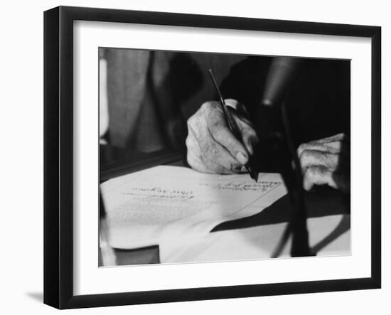 Pres. Lyndon B. Johnson Signing the Civil Rights Bill-Francis Miller-Framed Photographic Print