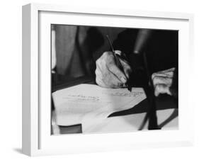 Pres. Lyndon B. Johnson Signing the Civil Rights Bill-Francis Miller-Framed Photographic Print