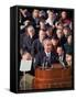 Pres. Lyndon Johnson Speaking at His Inauguration-null-Framed Stretched Canvas