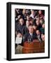 Pres. Lyndon Johnson Speaking at His Inauguration-null-Framed Photographic Print