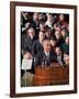 Pres. Lyndon Johnson Speaking at His Inauguration-null-Framed Photographic Print