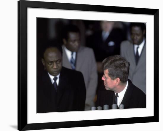 Pres. of Ghana Kwame Nkrumah Meeting W. Us Pres. John F. Kennedy to Discuss the Situation in Africa-null-Framed Photographic Print