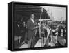 Pres. of Senegal Leopold Senghor Giving Speech on Independence Day-null-Framed Stretched Canvas