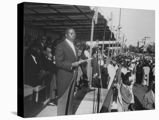 Pres. of Senegal Leopold Senghor Giving Speech on Independence Day-null-Stretched Canvas