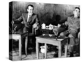 Pres Richard Nixon and Premier Chou En-Lai before First Plenary Session, Beijing, Feb 21, 1972-null-Stretched Canvas