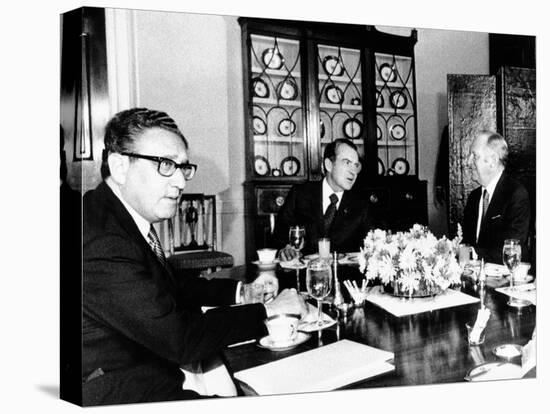 Pres Richard Nixon, Secy of State William Rogers and Henry Kissinger at Breakfast Meeting-null-Stretched Canvas