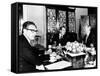 Pres Richard Nixon, Secy of State William Rogers and Henry Kissinger at Breakfast Meeting-null-Framed Stretched Canvas