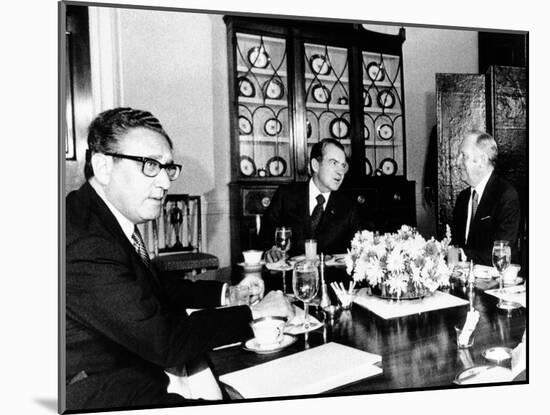 Pres Richard Nixon, Secy of State William Rogers and Henry Kissinger at Breakfast Meeting-null-Mounted Photo