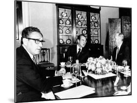 Pres Richard Nixon, Secy of State William Rogers and Henry Kissinger at Breakfast Meeting-null-Mounted Photo