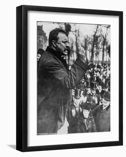 Pres. Theodore Roosevelt Speaking to Crowd During Campaign-null-Framed Photographic Print